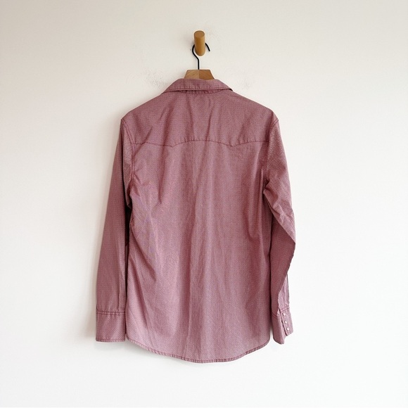 Wrangler Wrancher Snap Button Long Sleeve Western Shirt Red White Men's Medium - Picture 8 of 9